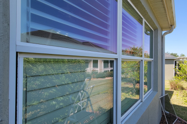 Exterior window and screen cleaning service for a Florida home in The Villages
