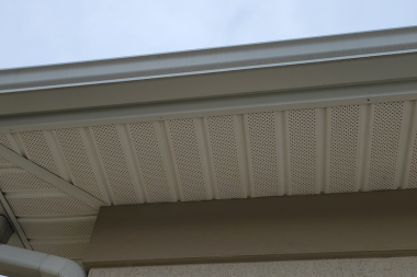 Cleaned soffit and fascia after professional pressure washing service in The Villages, Florida